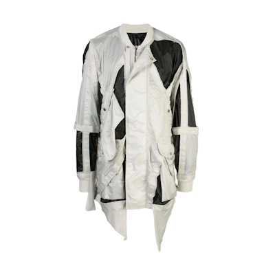 Rick Owens SS22 White Cutout Detail Patchwork Long Sleeve Jacket RR19S2908NZ6109