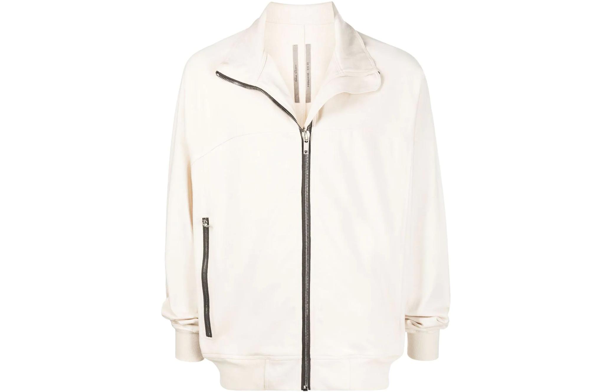 Rick Owens SS22 White Zip-Up Collared Long Sleeve Jacket RU01B1271BA-21