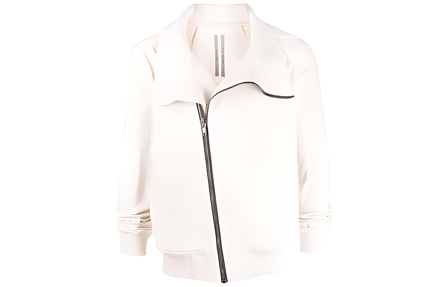 Rick Owens SS22 White Zipped Solid Slim Fit Stand Collar Jacket RU01B1272BA-21