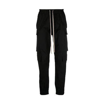 RICK OWENS SS23 Black Solid Drawstring Cargo Sweatpants RU01C4337TE-09