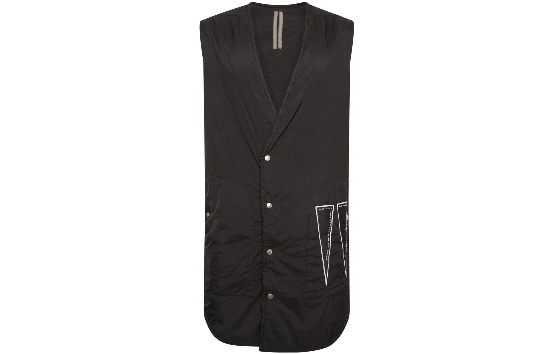 RICK OWENS SS23  Black Solid Lightweight Casual Vest. DU02B4975NDEH109