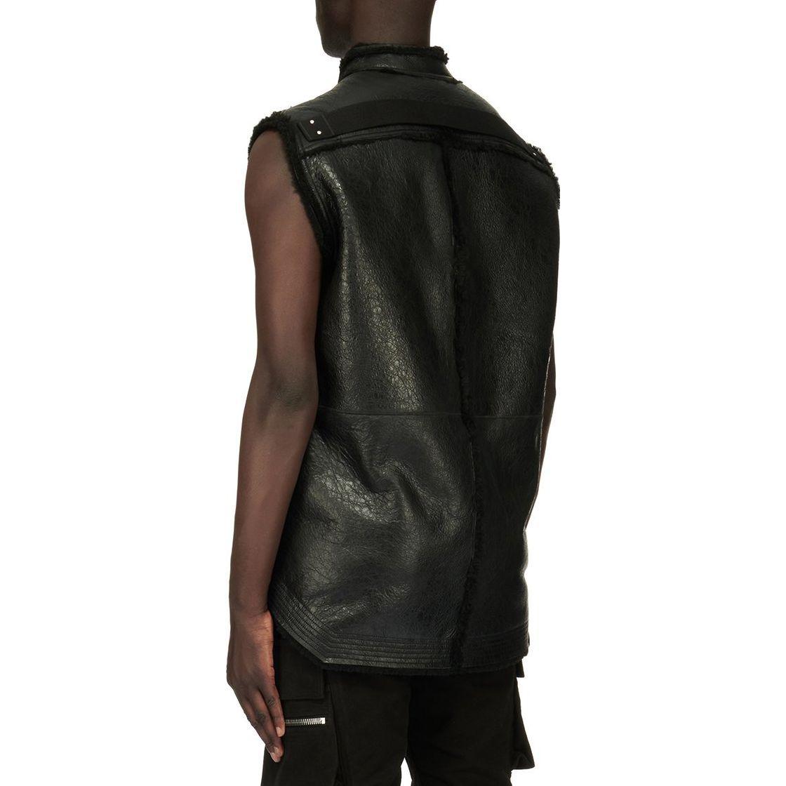 Purchase RICK OWENS SS23  Black Solid V-Neck Slim Fit Sleeveless Vest RU02C7785LSHB-09