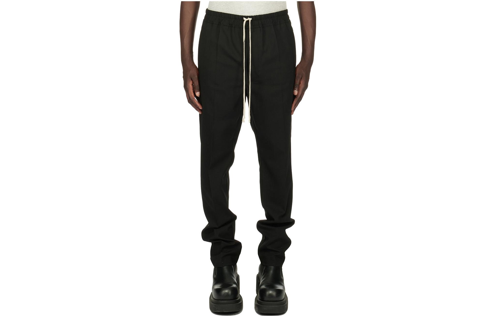 RICK OWENS SS23  Black Straight-Leg Casual Pants. RU02C7390ZL-09