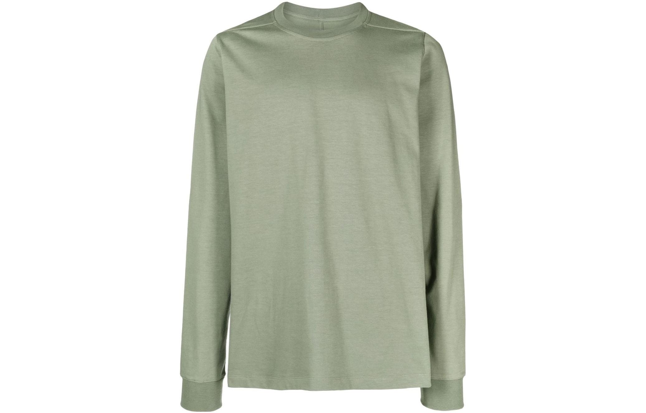 RICK OWENS SS23  Green Solid Color Crewneck Pullover Sweatshirt RU01C4277BA-55