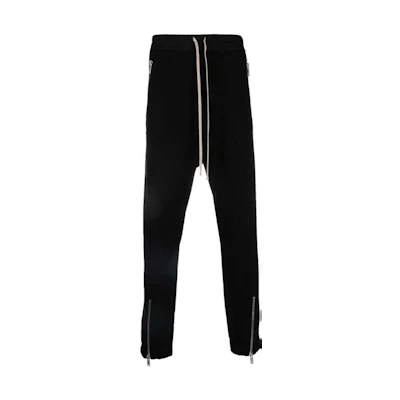 RICK OWENS SS23 Solid Drawstring Zipper Track Pants Black RU01C4370BA-09