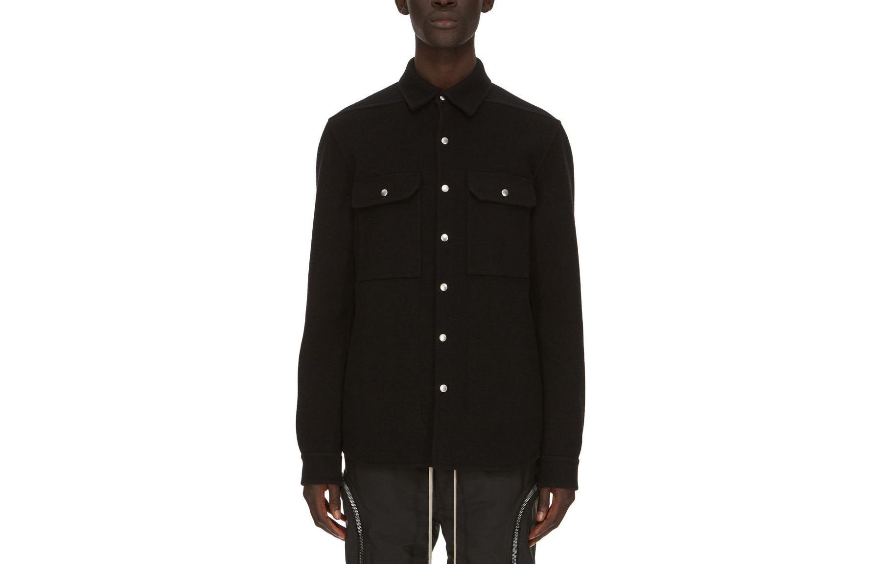 Rick Owens SS23 Black Casual Collared Long Sleeve Jacket RU02C7729DD-09