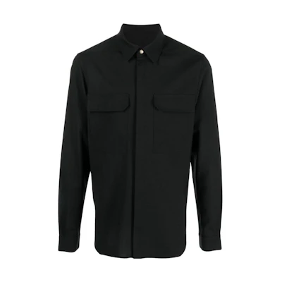 Rick Owens SS23 Black Hidden Placket Shirt-Style Jacket RU01C4236ZL-09