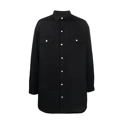 Rick Owens SS23 Black Mid-Length Jacket with Pointed Collar RU02B2728CF-09