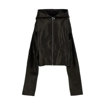 Rick Owens SS23 Black Monochrome Zip-Up Hoodie Jacket for Men RR01C4713LNV-09