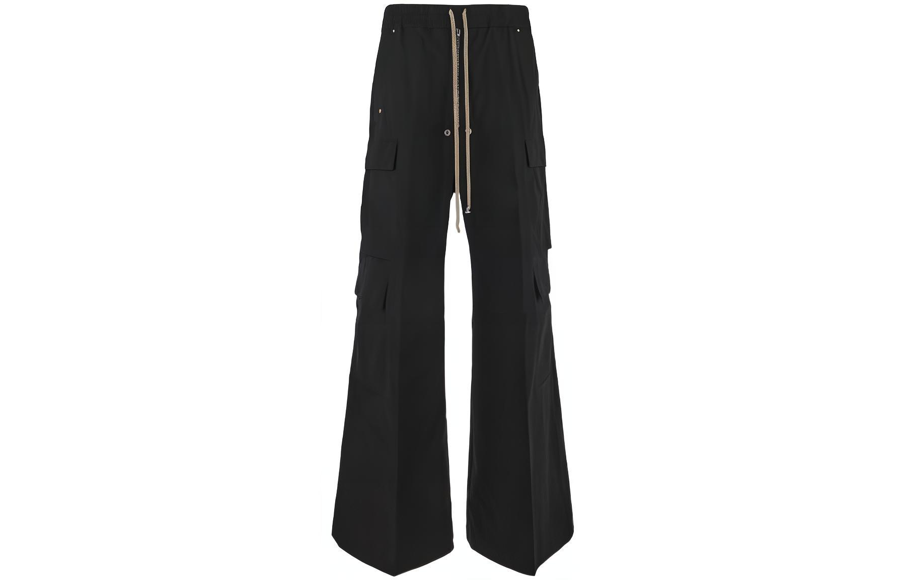 Rick Owens SS23 Black Multi-Pocket Flared Casual Pants . RU01C4339TE-09