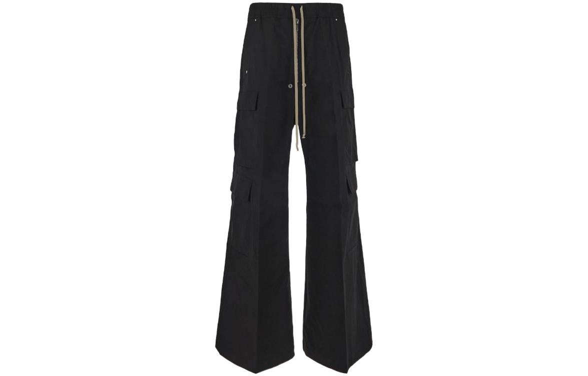 Order Rick Owens SS23 Seluar Kasual Hitam Poket Banyak Flared. RU01C4339TE-09