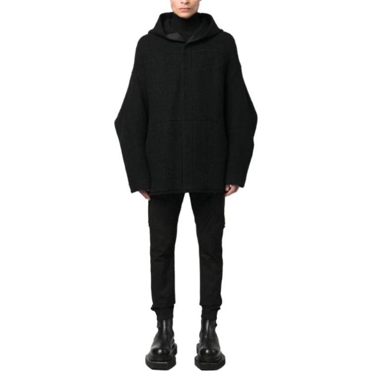 Lookbook RICK OWENS SS23 Jaket Butang Berhud Bulu Hitam Fesyen RU02C7779WFN09