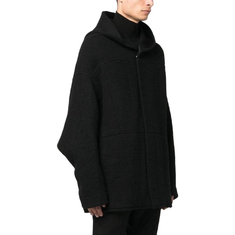 Purchase RICK OWENS SS23 Jaket Butang Berhud Bulu Hitam Fesyen RU02C7779WFN09