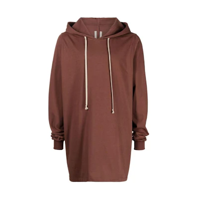 Rick Owens SS23 Brown Solid Long Drawstring Hoodie RU02B2285BA-43