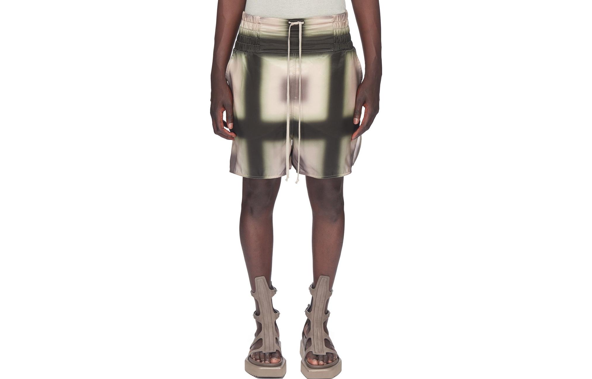 Rick Owens SS23 Digital Print Mid-Rise Drawstring Shorts Black/Brown - RU01C4388JP2-09P2