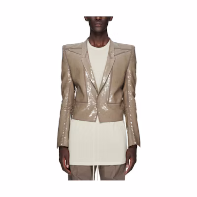 Rick Owens SS23 Embroidered Sequin Tailored Twill Jacket Ash Grey Mens RU01C4721MAEM1-34