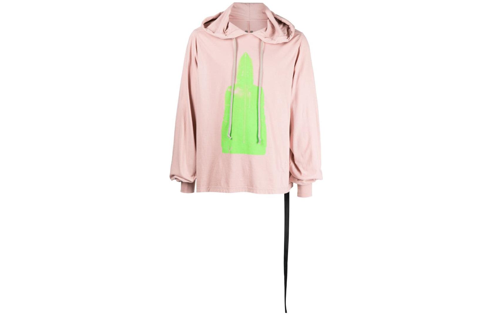 Rick Owens SS23 Graphic Hoodie Long Sleeve Pink DU01C6298RNEP1-6305