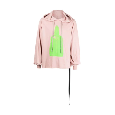 Rick Owens SS23 Graphic Hoodie Long Sleeve Pink DU01C6298RNEP1-6305