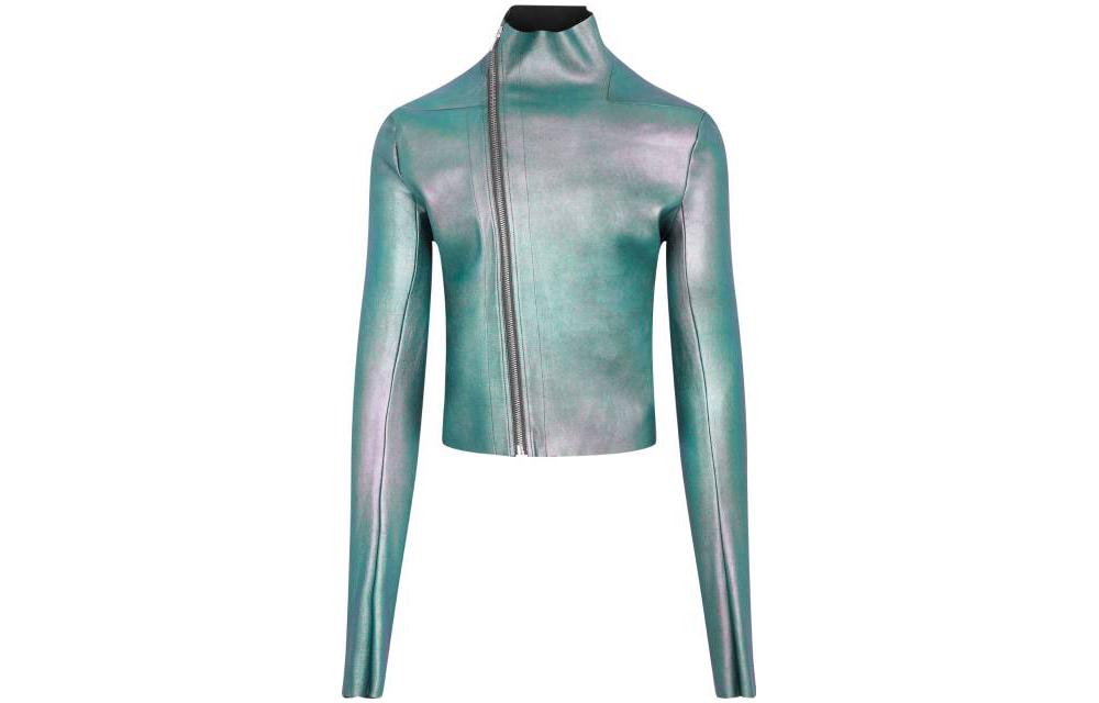 Rick Owens SS23 Iridescent High-Collar Long Sleeve Jacket Green Men RU01C4774LSI-35