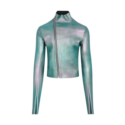 Rick Owens SS23 Iridescent High-Collar Long Sleeve Jacket Green Men RU01C4774LSI-35