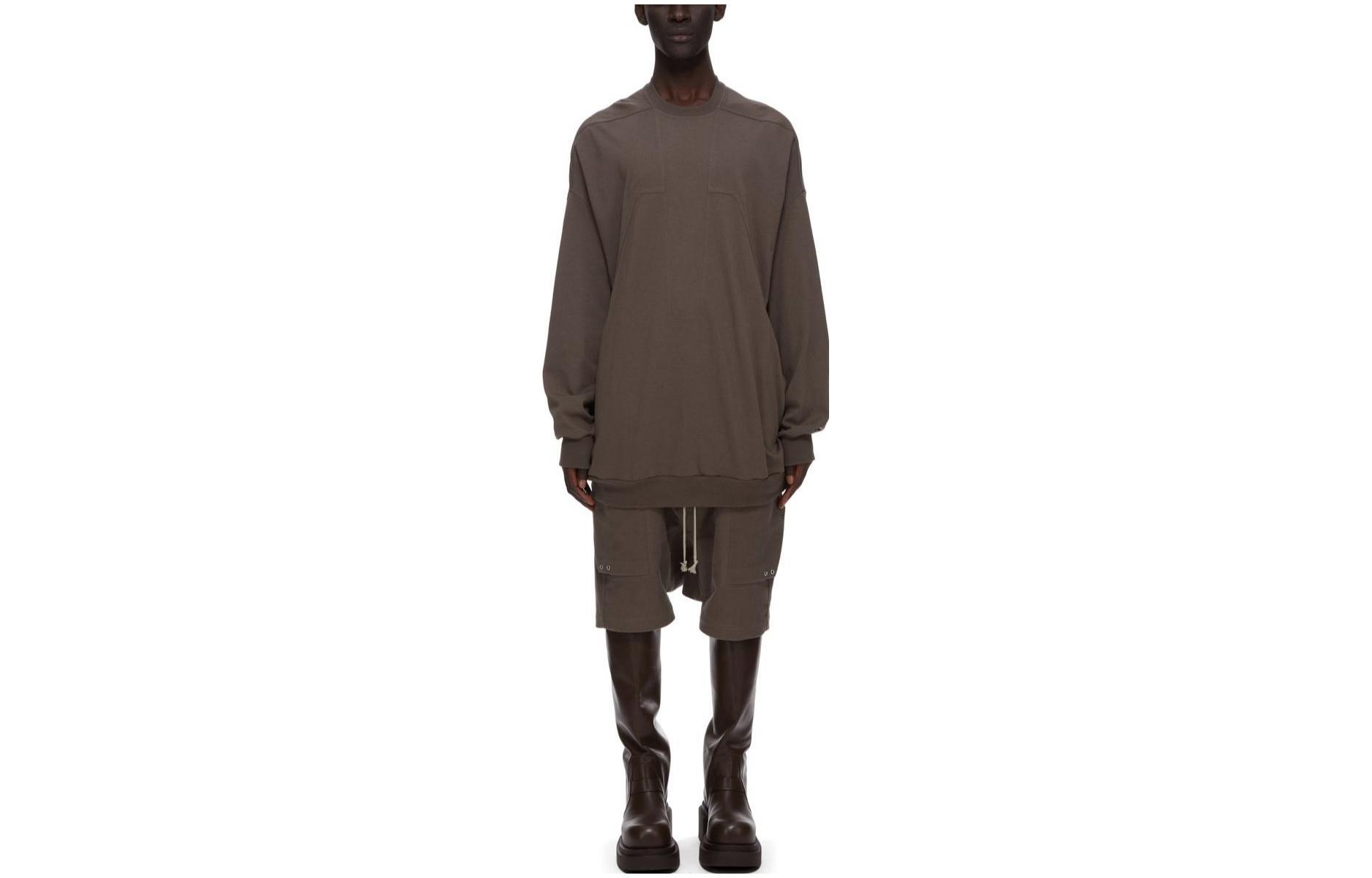 Rick Owens SS23 Luxor Splintered Peter Oversized Sweatshirt Brown Heavy Jersey RU02C7278BA-34