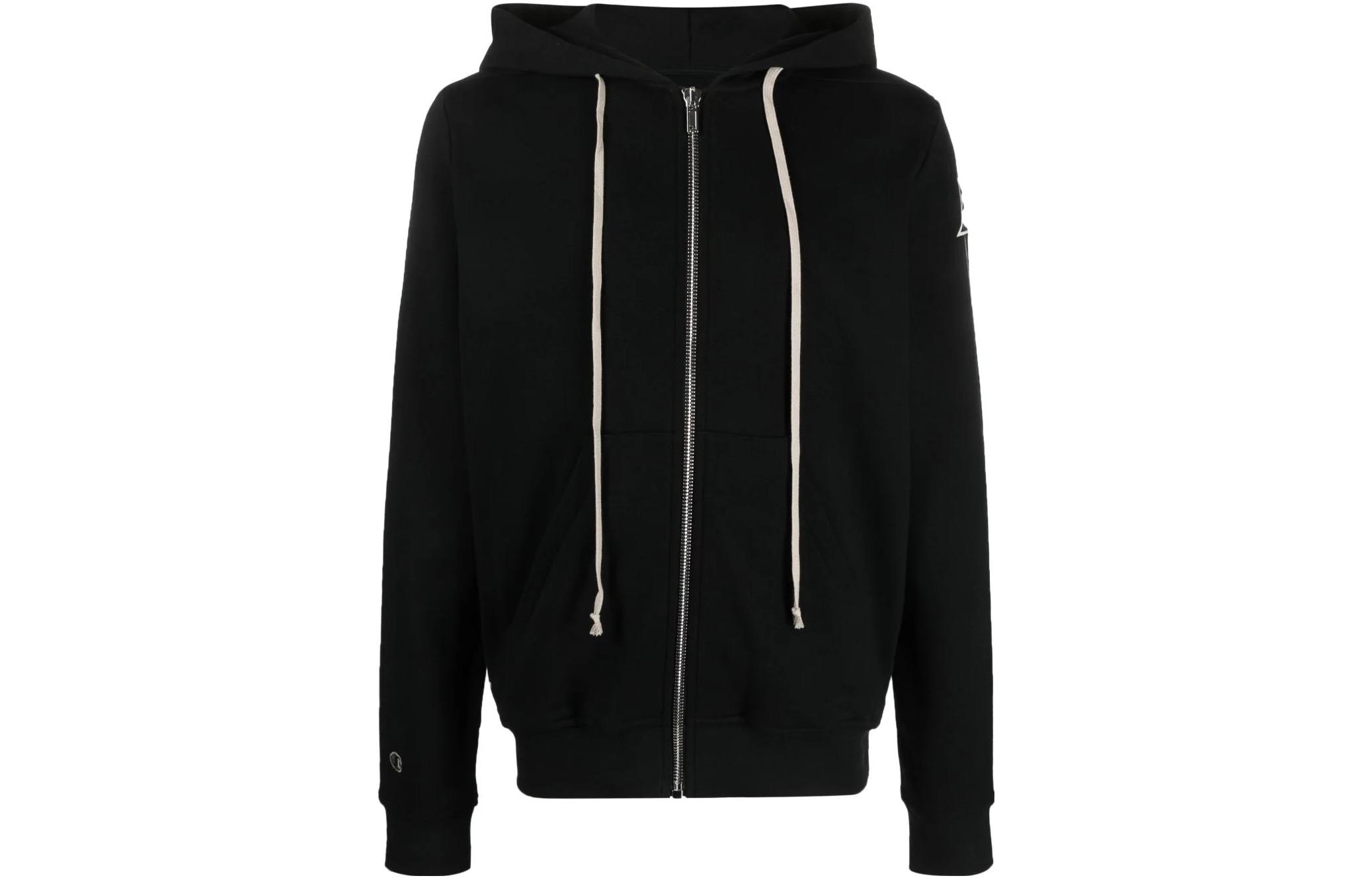 Rick Owens SS23 Plain Black Hooded Pullover Long Sleeve Sweatshirt CM02C9221CHFE-09