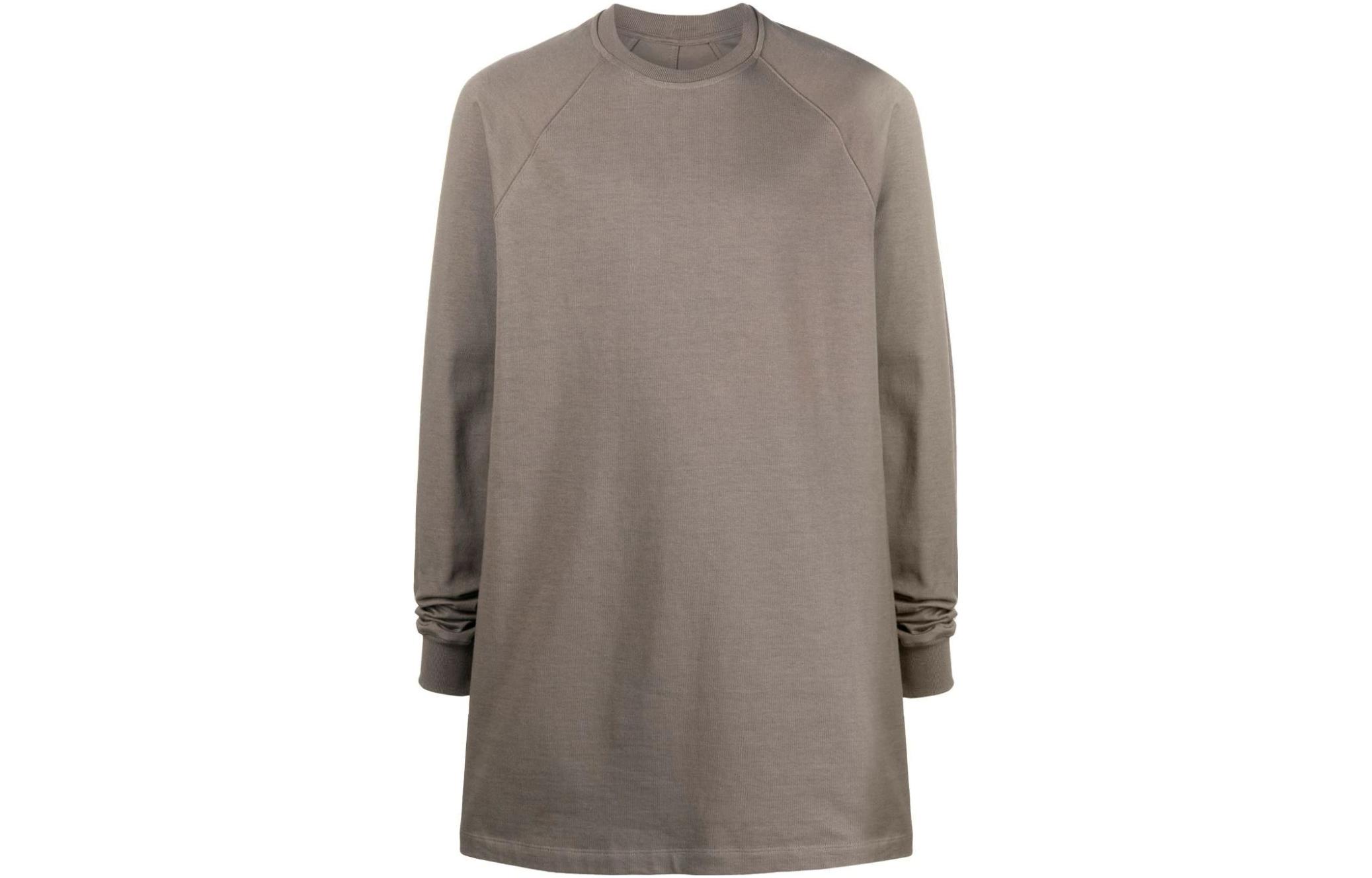 Rick Owens SS23 Plain Brown Crewneck Long Sleeve Sweatshirt Mens RU01C4280BA-34