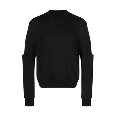 RICK OWENS SS23 Plain Ribbed Hem Crewneck Pullover Sweatshirt Black . RU01C4279BA-09