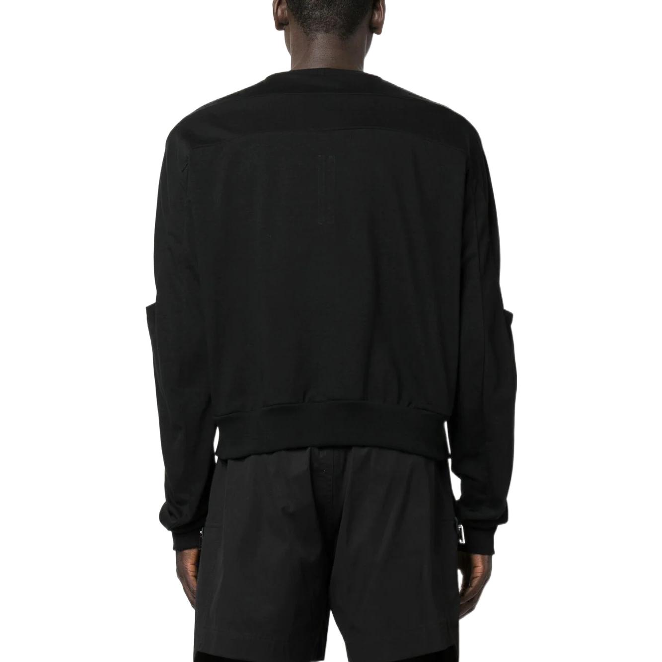 Shop RICK OWENS SS23 Plain Ribbed Hem Crewneck Pullover Sweatshirt Black . RU01C4279BA-09