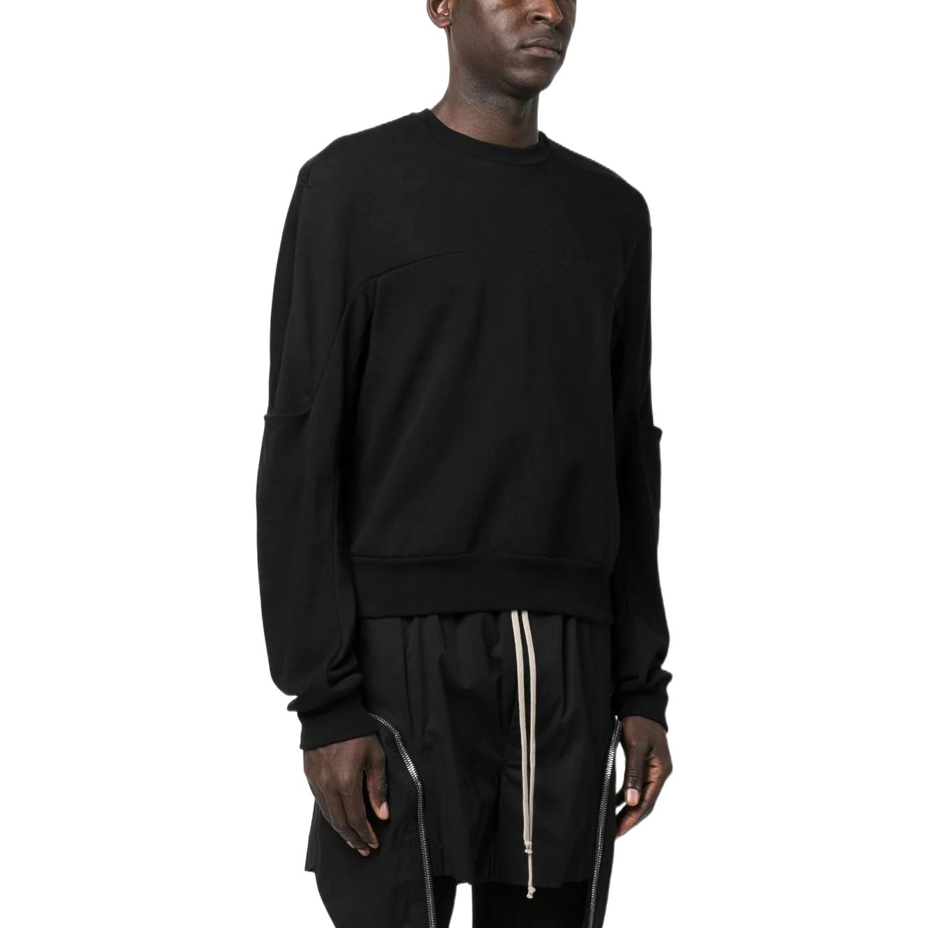 Purchase RICK OWENS SS23 Plain Ribbed Hem Crewneck Pullover Sweatshirt Black . RU01C4279BA-09