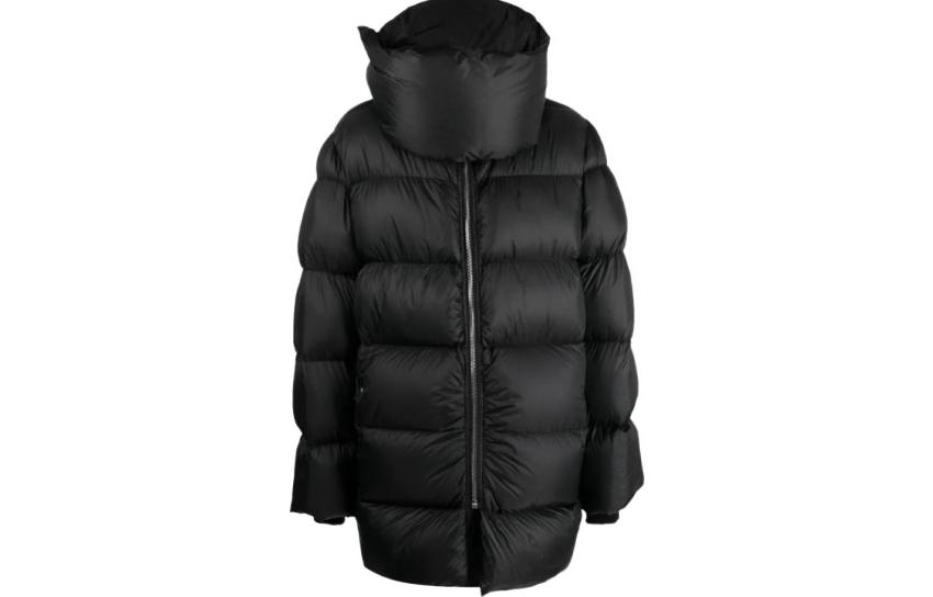 Order 릭 오웬스 SS23 남성용 솔리드 컬러 퀼팅 하이넥 집업 재킷. RU02C7741NPD3-09