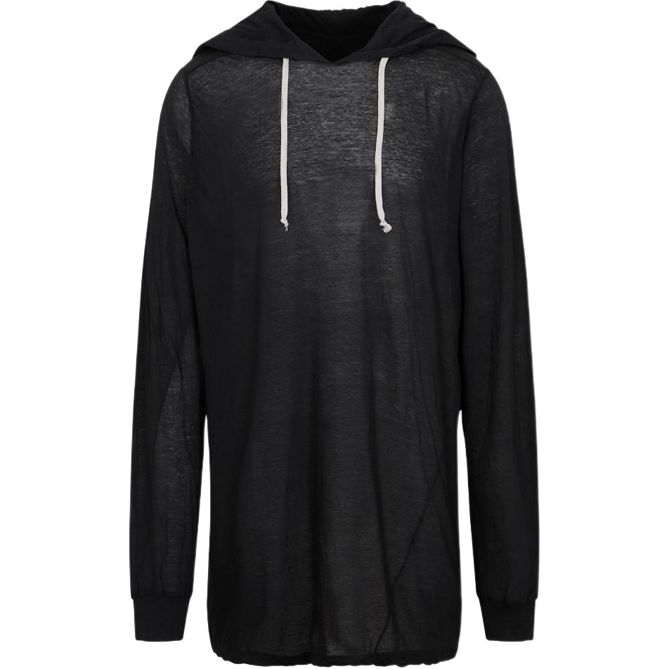 Rick Owens SS23 Sheer Drawstring Hoodie Black RU01C4285UC-09