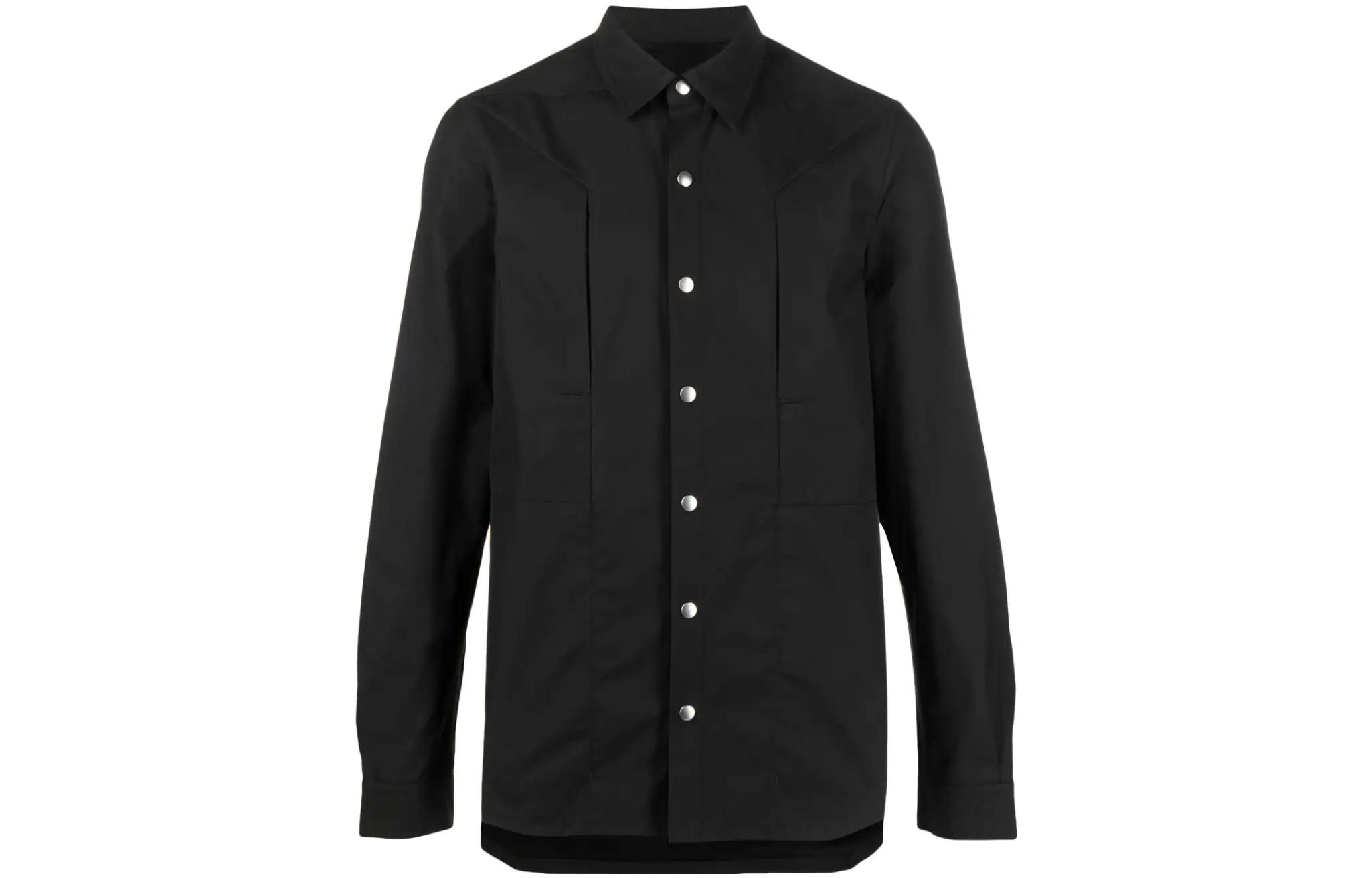 Rick Owens SS23 Single-Breasted Shirt Jacket for Men in Black RU01C4727TF-09