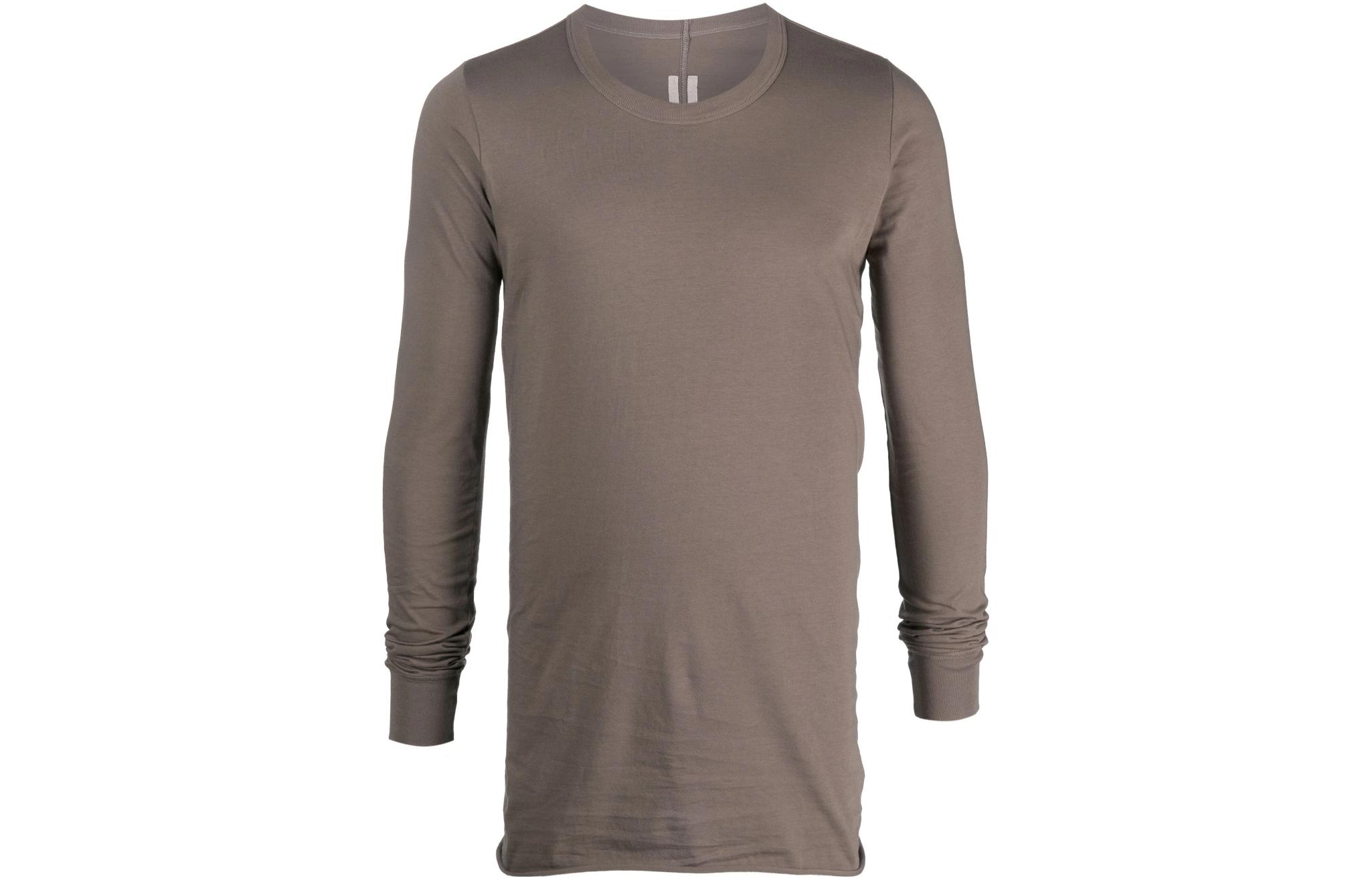 Order リック・オウエンス SS23 ソリッド プルオーバー クルーネック 長袖 Tシャツ ブラウン メンズ. RU01C4252JA34