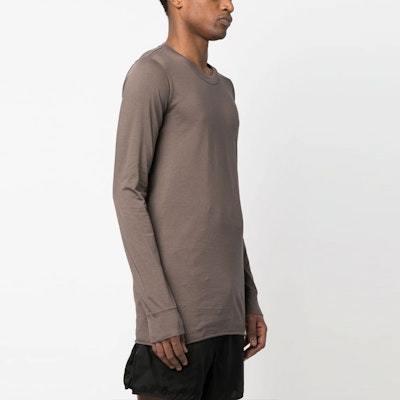 リック・オウエンス SS23 ソリッド プルオーバー クルーネック 長袖 Tシャツ ブラウン メンズ. RU01C4252JA34 Purchase リック・オウエンス SS23 ソリッド プルオーバー クルーネック 長袖 Tシャツ ブラウン メンズ. RU01C4252JA34