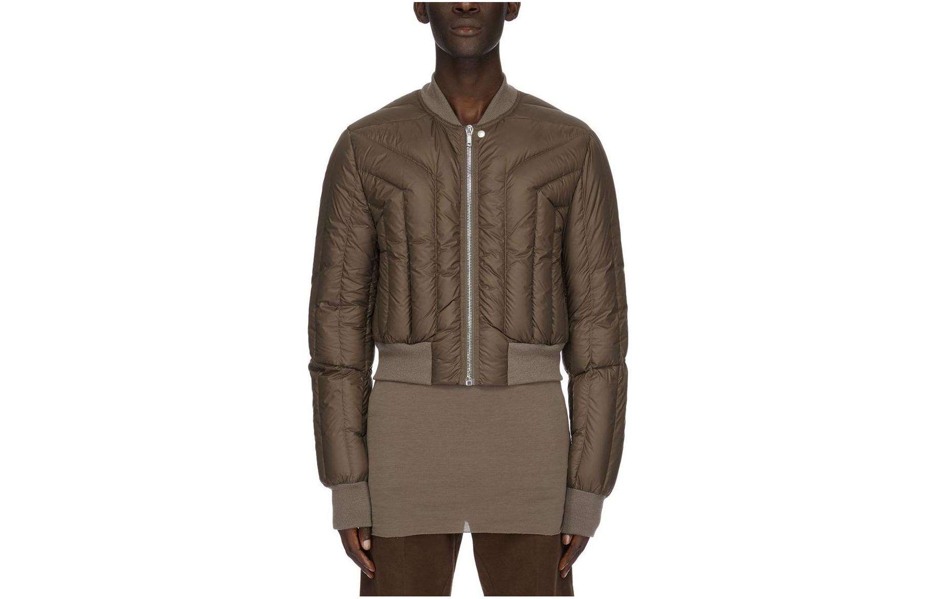Rick Owens SS23 Solid Zip-Up Slim-Fit Long Sleeve Jacket Brown RU02C7798NPD2-34