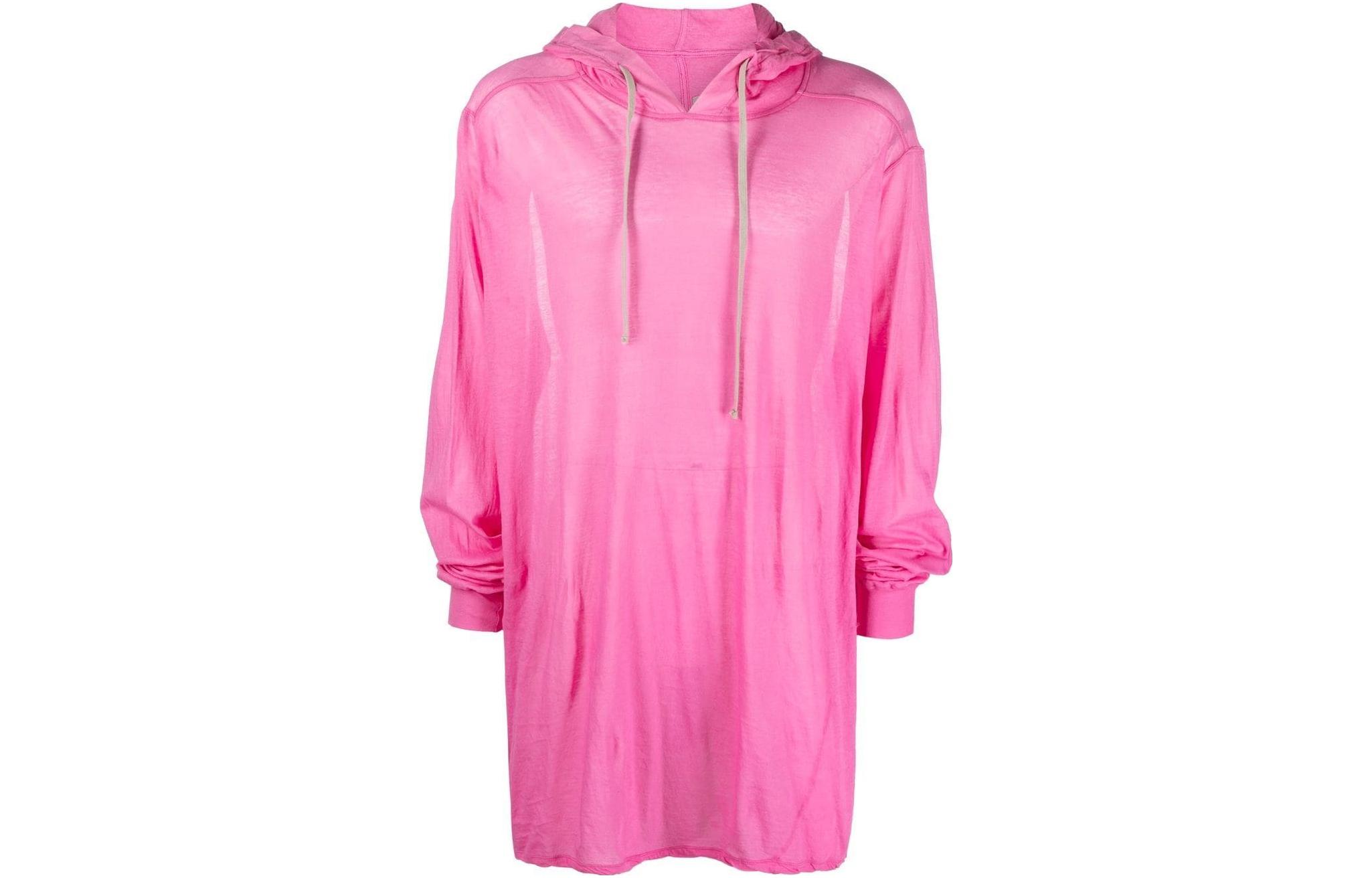 Rick Owens SS23 Translucent Drawstring Hoodie Pink RU01C4285UC-13