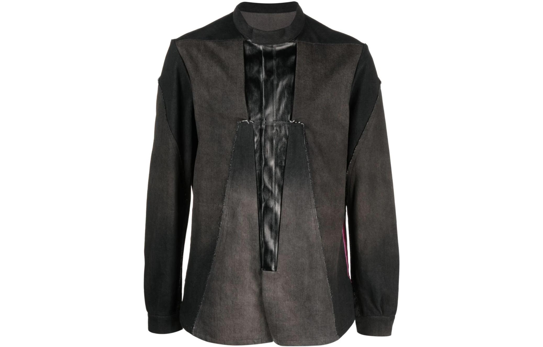 Rick Owens SS23 Washed Distressed Patchwork High Neck Jacket Brown Men RR01C4706COMBO1-24D100