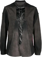 Rick Owens SS23 Washed Distressed Patchwork High Neck Jacket Brown Men RR01C4706COMBO1-24D100 Rick Owens SS23 Washed Distressed Patchwork High Neck Jacket Brown Men RR01C4706COMBO1-24D100