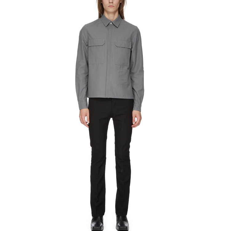 Shop Rick Owens SS24 Jaket Pendek Longgar Kelabu Asap RL01D3234TWRP-118