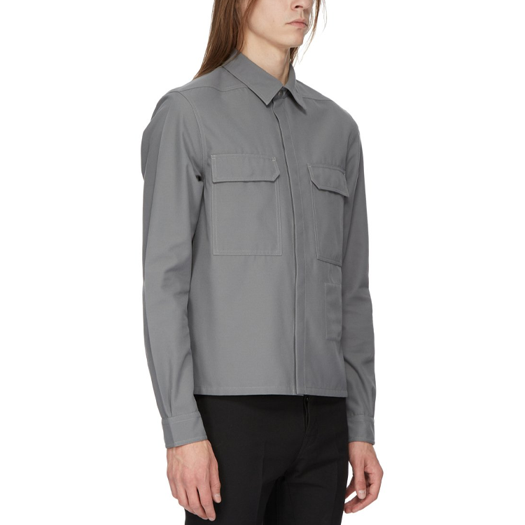 Purchase Rick Owens SS24 Jaket Pendek Longgar Kelabu Asap RL01D3234TWRP-118