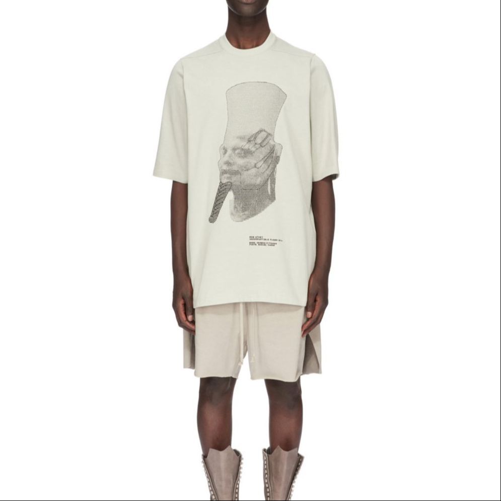 Lookbook RICK OWENS SS24 Embroidered Heavyweight Knit Tee  Pearl White. RU01D3249BAEM7-0809