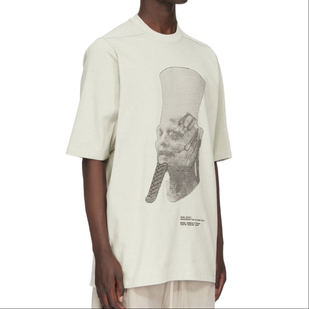 Purchase RICK OWENS SS24 Embroidered Heavyweight Knit Tee  Pearl White. RU01D3249BAEM7-0809