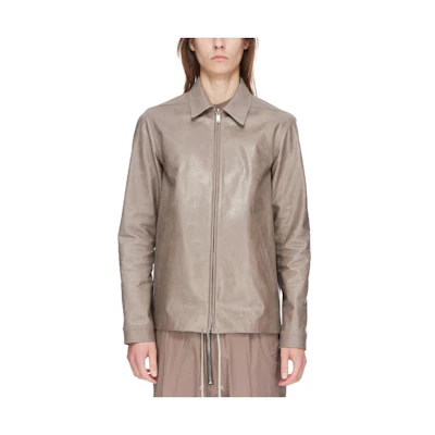 Rick Owens SS24 Lido Brad Jacket Gray Sugar Calf Leather Casual Jacket RU01D3766LSU-34