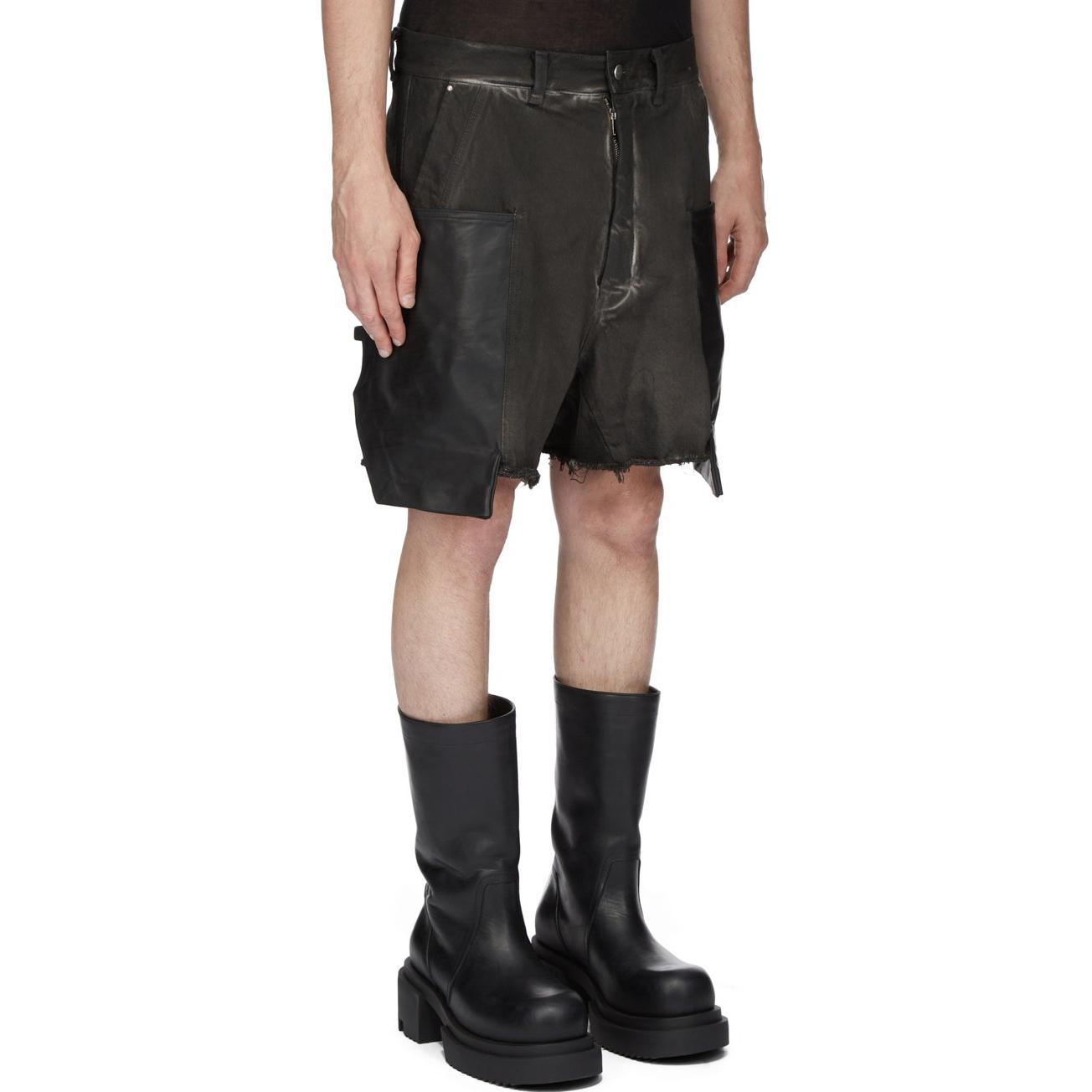 Purchase Rick Owens SS24 Seluar Pendek Cargo Gelap Studded Low-Rise Fit Longgar Kelabu RR01D3322DKBWLY-789909