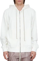Rick Owens SS24 Milk Hooded Zip-Up Sweatshirt with Ribbed Cuffs RU01D3241BA-11 Rick Owens SS24 Milk Hooded Zip-Up Sweatshirt with Ribbed Cuffs RU01D3241BA-11