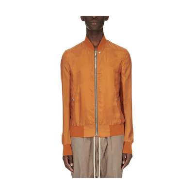 Rick Owens SS24 Orange Zip-Up Ribbed Long-Sleeve Jacket RU01D3782J-53