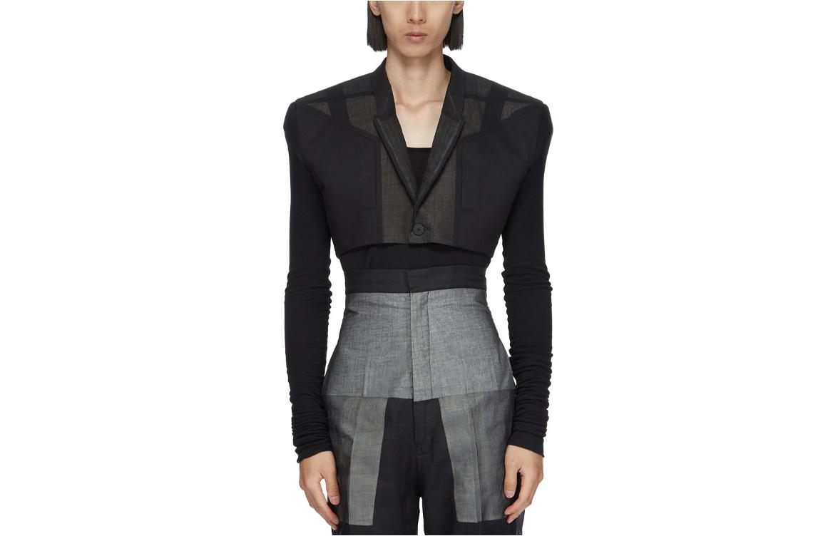 Rick Owens SS24 Raw Edge Button Pocket Jacket Black RR01D3754UMRNC-09