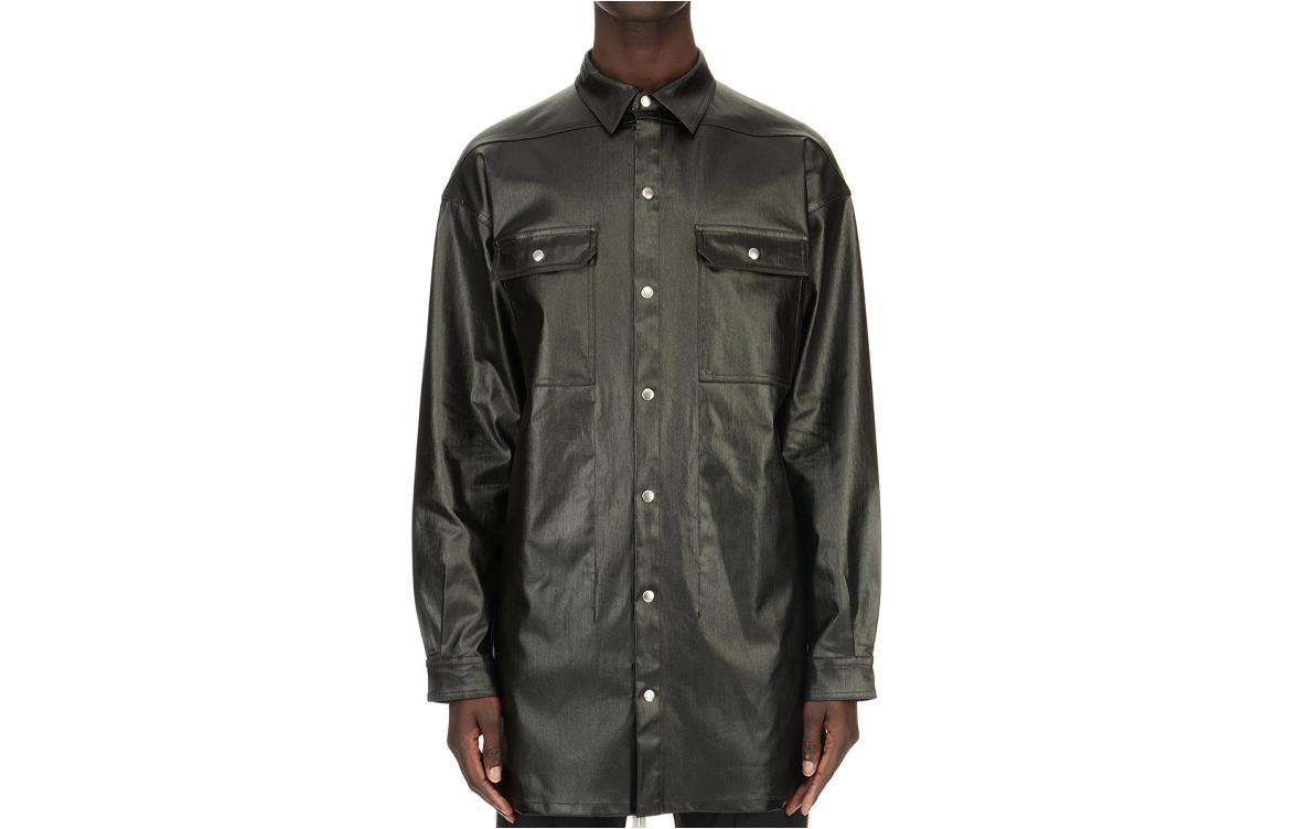 Rick Owens SS24 Relaxed Stretch Shirt Collar Jacket Black RU01D3728SCT-09