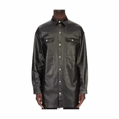 Rick Owens SS24 Relaxed Stretch Shirt Collar Jacket Black RU01D3728SCT-09